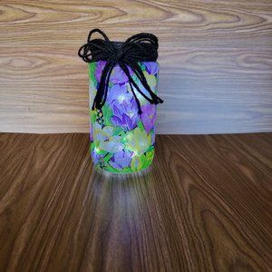 Floral Decoupaged Jar